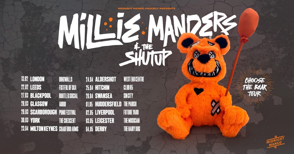 Millie Manders and The Shutup Choose The Bear Tour Poster 2025